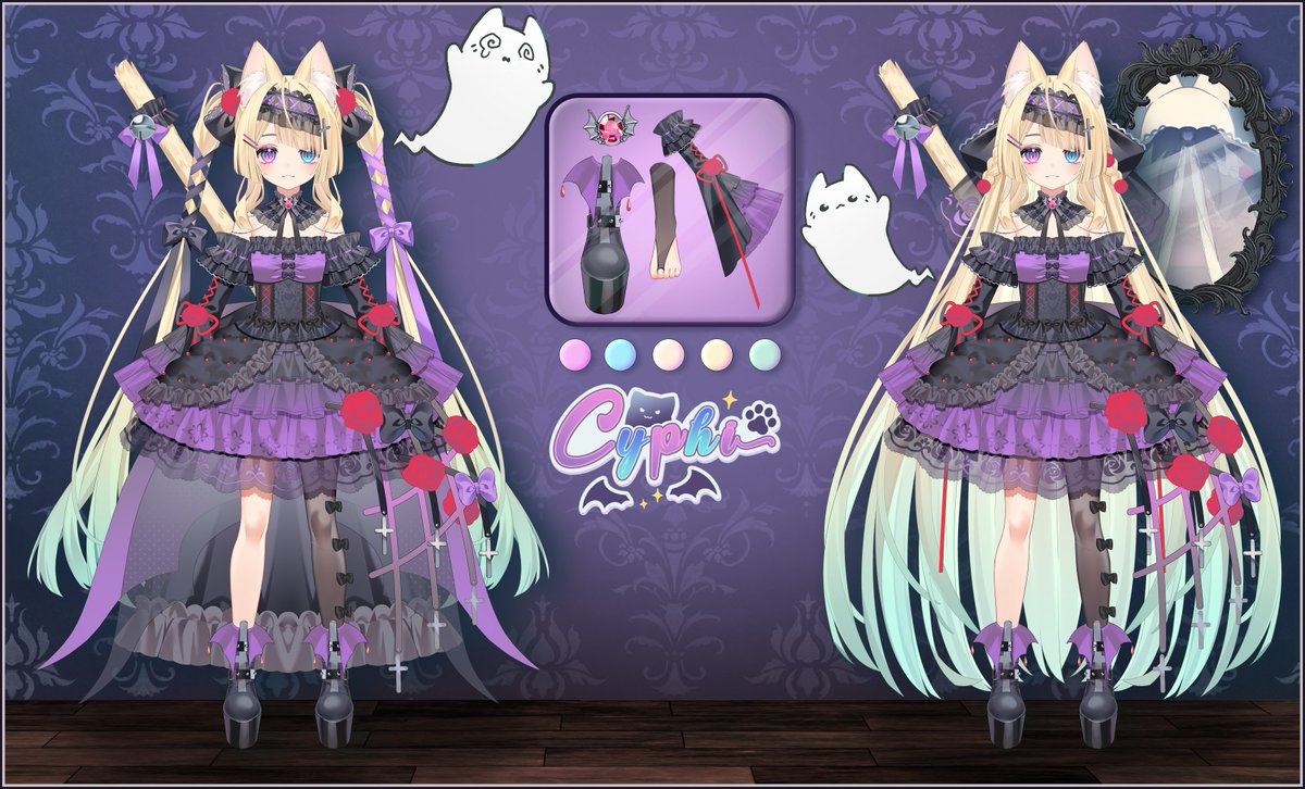 Cyphinya's tweet image. ✨Hello, I'm Cyphi✨
I live in a manor full of ghosts! I play retro games, horror games, and simulation! I also love singing!
—Oshi Marks—
💜🥀
—Tags— 
🎨 #labcatart🔞#cyphiholic
—Site— 
cyphi.gg
—Discord— 
discord.gg/cyphi

#vtuber | #vtuberen