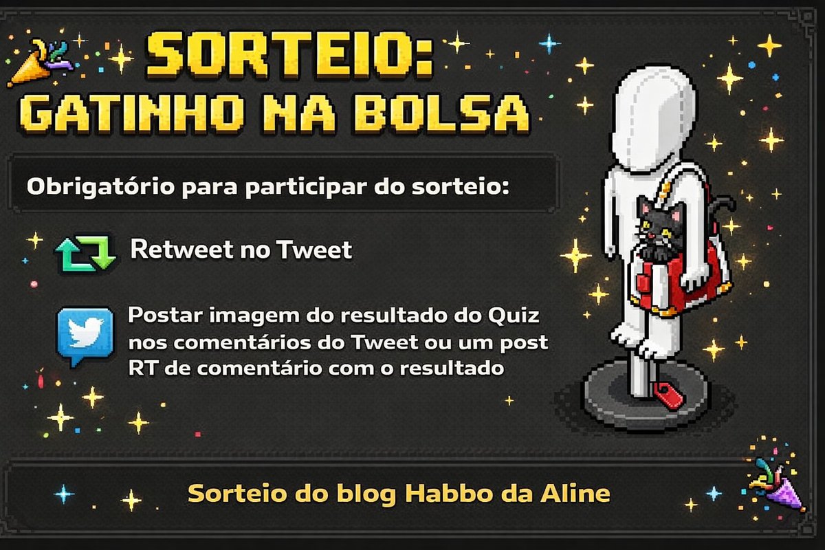 habbodaaline's tweet image. Habbo Da Aline - O Maior Blog do Hotel: Quiz HDA: Quem você seria se fosse um(a) participante do Amigo Secreto HDA? #4 

Faça o Quiz HDA e faça parte do sorteio e assim você vai está concorrendo a o raro "Gatinho na Bolsa"👛😾

Resultado: 12/01 

habbodaaline.com.br/2026/01/quiz-h…