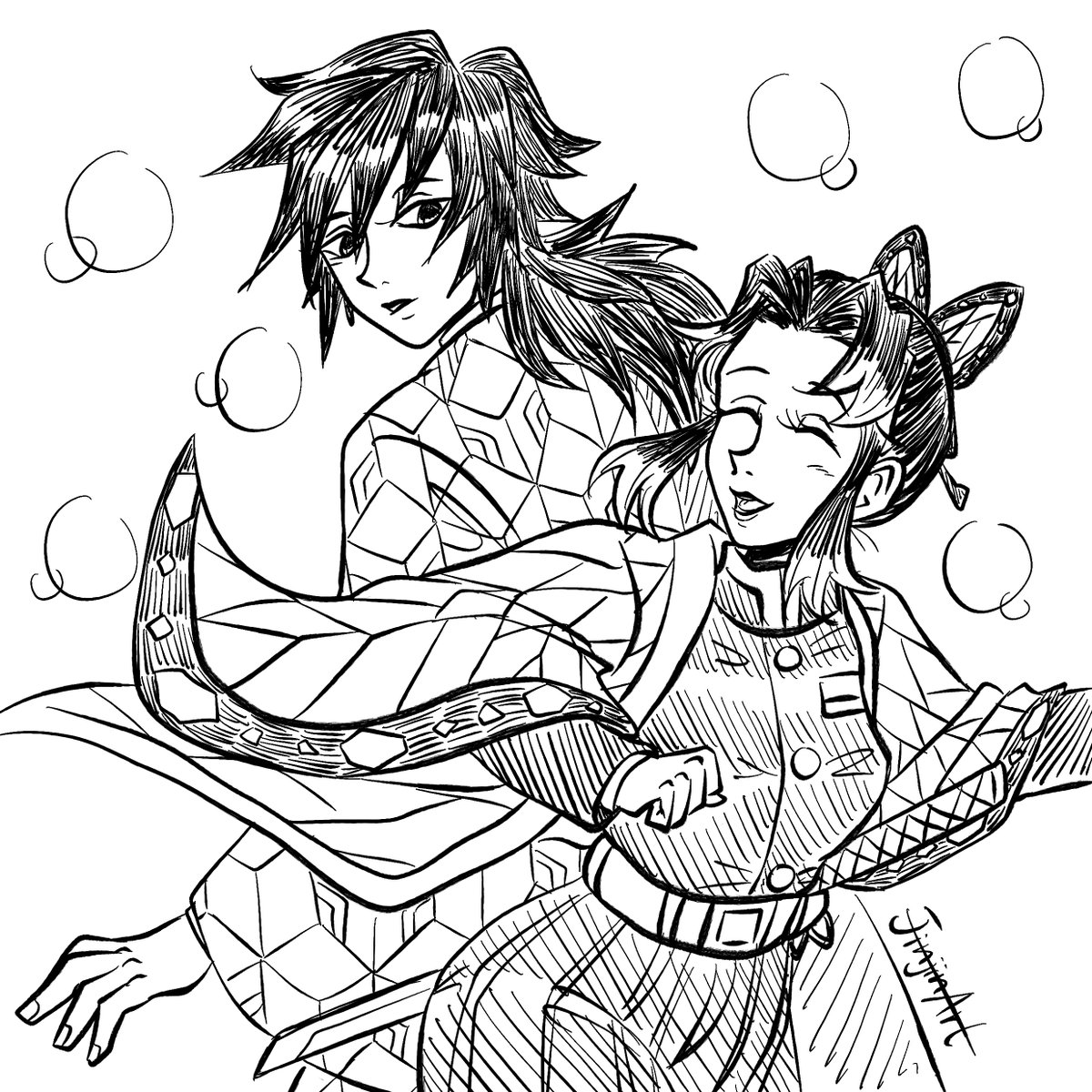 art_jinjin's tweet image. "I'll race you back~!"

#胡蝶しのぶ #冨岡義勇 #ぎゆしの #giyushino #기유시노 #DemonSlayer