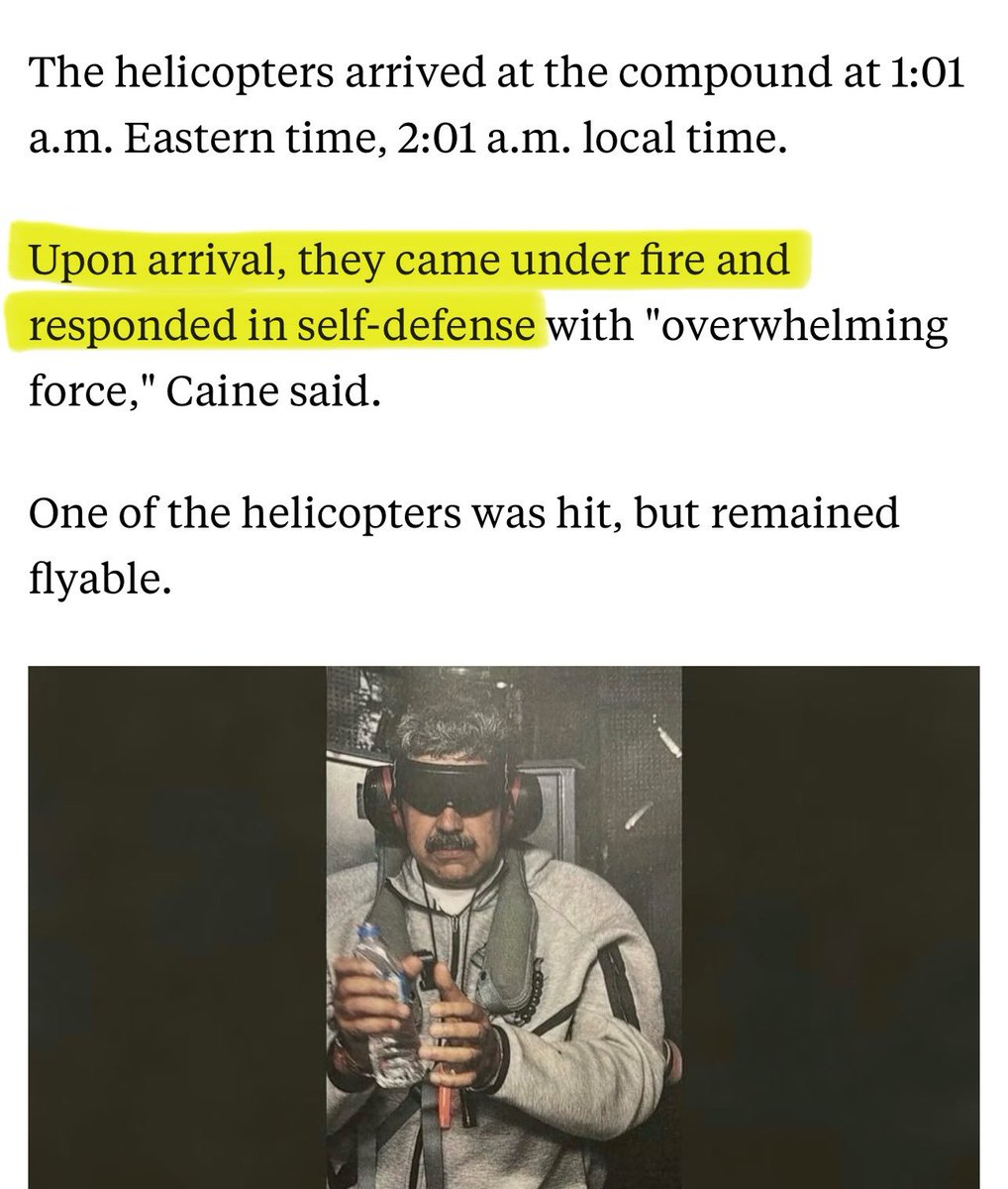 ABC News says US soldiers came under fire from Venezuelan troops while abducting that country’s president.

US forces responded by murdering the Venezuelan troops who tried to stop foreign militants from kidnapping their head of state.

ABC News describes this as “self-defense.”