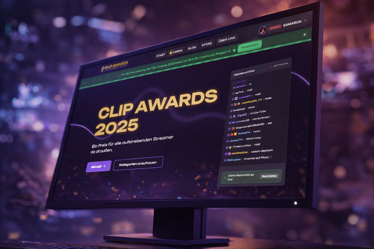 Die Clip Awards bleiben ein jährliches Community-Event! ❤️
Organisiert von einem ehrenamtlichen Team, mit Fokus auf Kreativität &amp; Zusammenhalt.

Jugendschutz hat für uns höchste Priorität: Minderjährige nur begleitet, Alkohol streng kontrolliert.

/cards: Keine