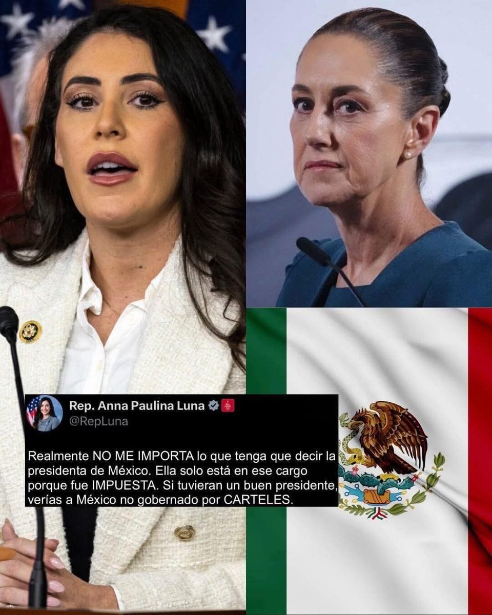 DeniseMeadeG's tweet image. La congresista de EE.UU., Anna Paulina Luna, afirma que Claudia Sheinbaum fue "Impuesta" como Presidenta de México y asegura que si fuera buena presidenta, el país NO sería gobernado por Cárteles .
#LaVerdadNoPeca