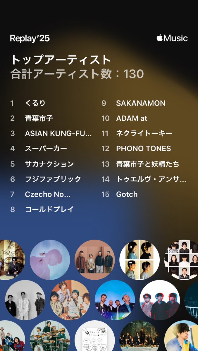 aquatouch_music's tweet photo. #くるり #Qrl
#青葉市子
#アジカン #AKG
#SUPERCAR #スーパーカー
#サカナクション
#フジファブリック
#CzechoNoRepublic
#Coldplay #コールドプレイ
#SAKANAMON
#ADAMat
#ネクライトーキー
#PHONO_TONES
#Gotch #ゴッチ
#AppleMusic #Replay2025 https://t.co/Qt6nMU3B7L