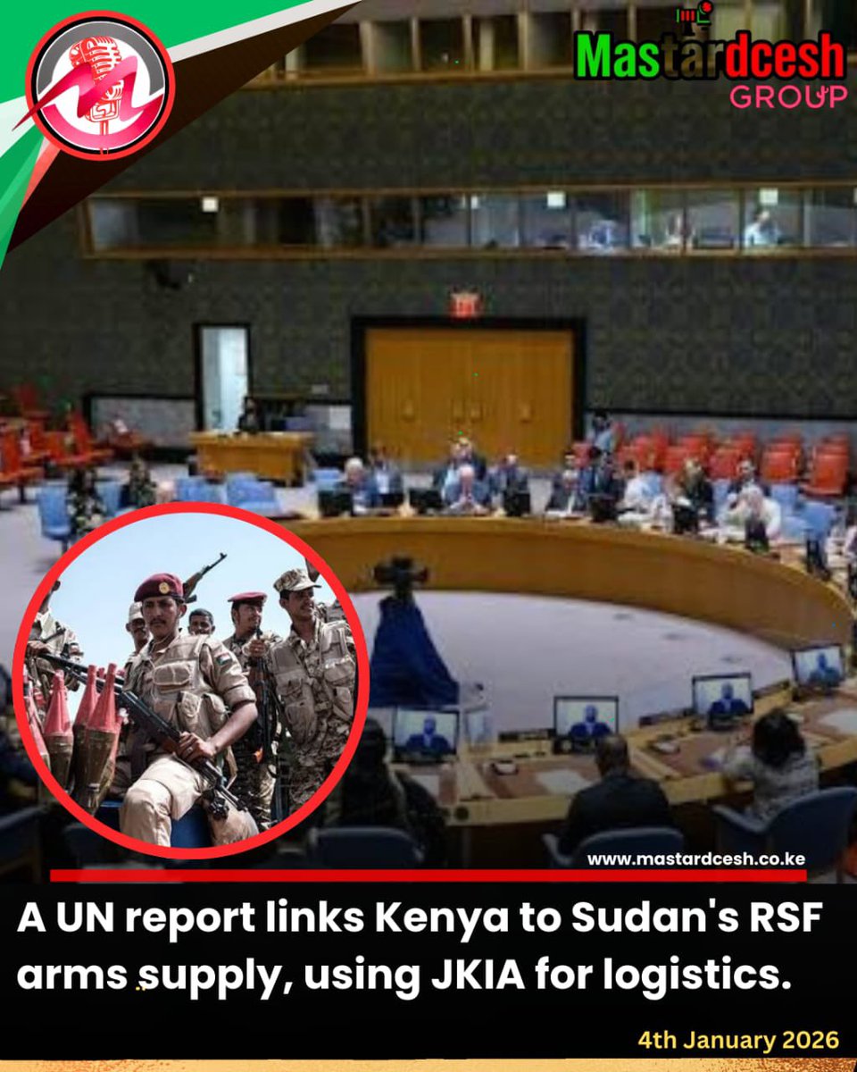 KijanayaKabras's tweet image. Ruto in hot soup after a UN linked Kenya to Sudan’s RSF arms supply, using JKIA for logistics.