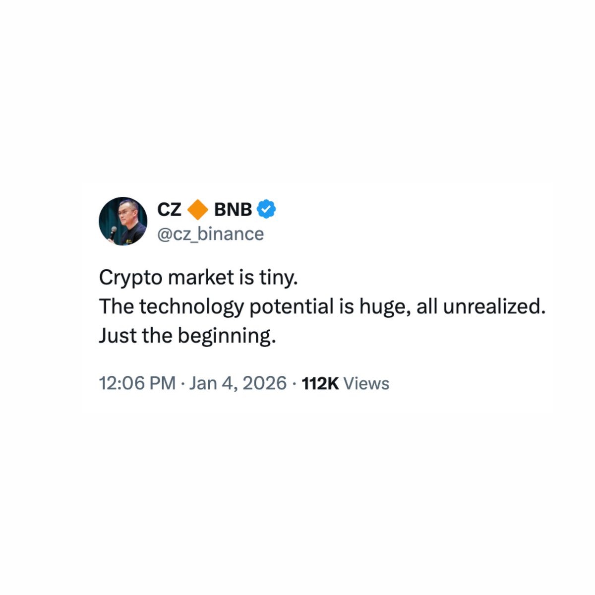 CZ just kicked off the 2026 bull market.