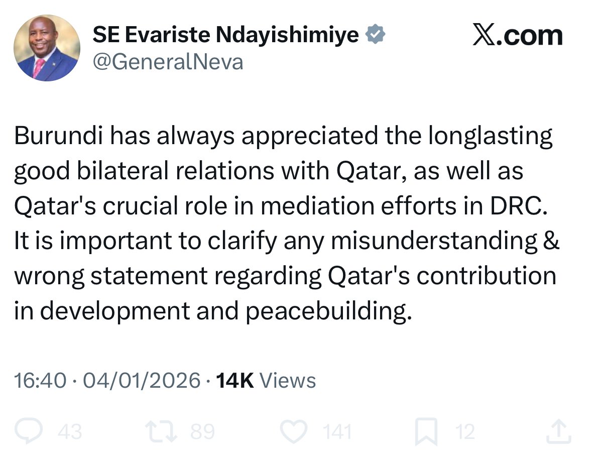 In Burundi, the President and Minister of Foreign Affairs don’t communicate! They rarely meet!

Qatar is not happy with the statement from Burundi.  

How it started               Vs                         Now