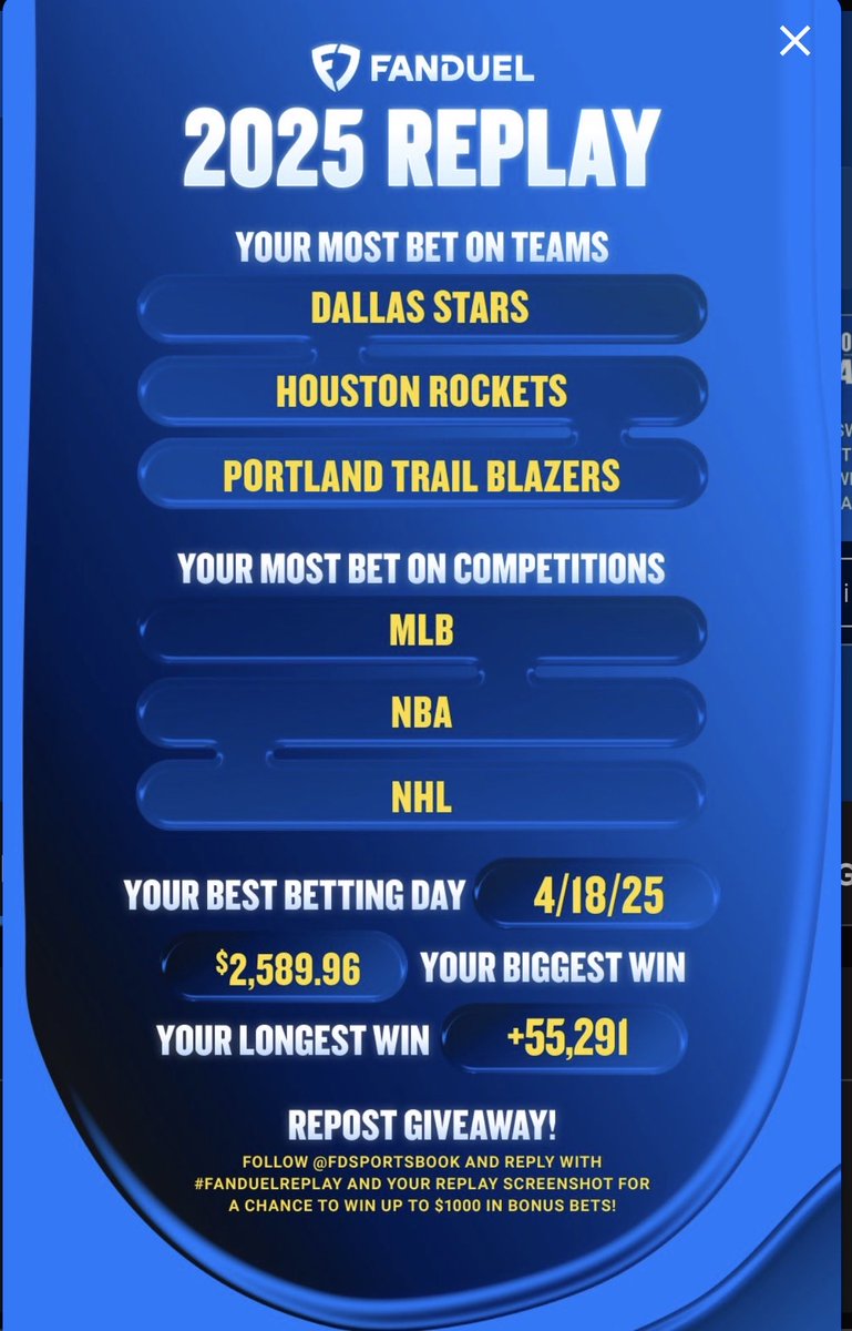 HoveBrooklyn's tweet photo. @FDSportsbook #FanDuelReplay 
Cheers to a new year @FDSportsbook New opportunities 🙌🏽🔥 https://t.co/75O5JU310e