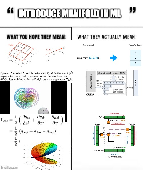 cloneofsimo's tweet photo. *manifold constraint*
*continues to not use single characteristic of manifold* https://t.co/dmsNrIbwCo