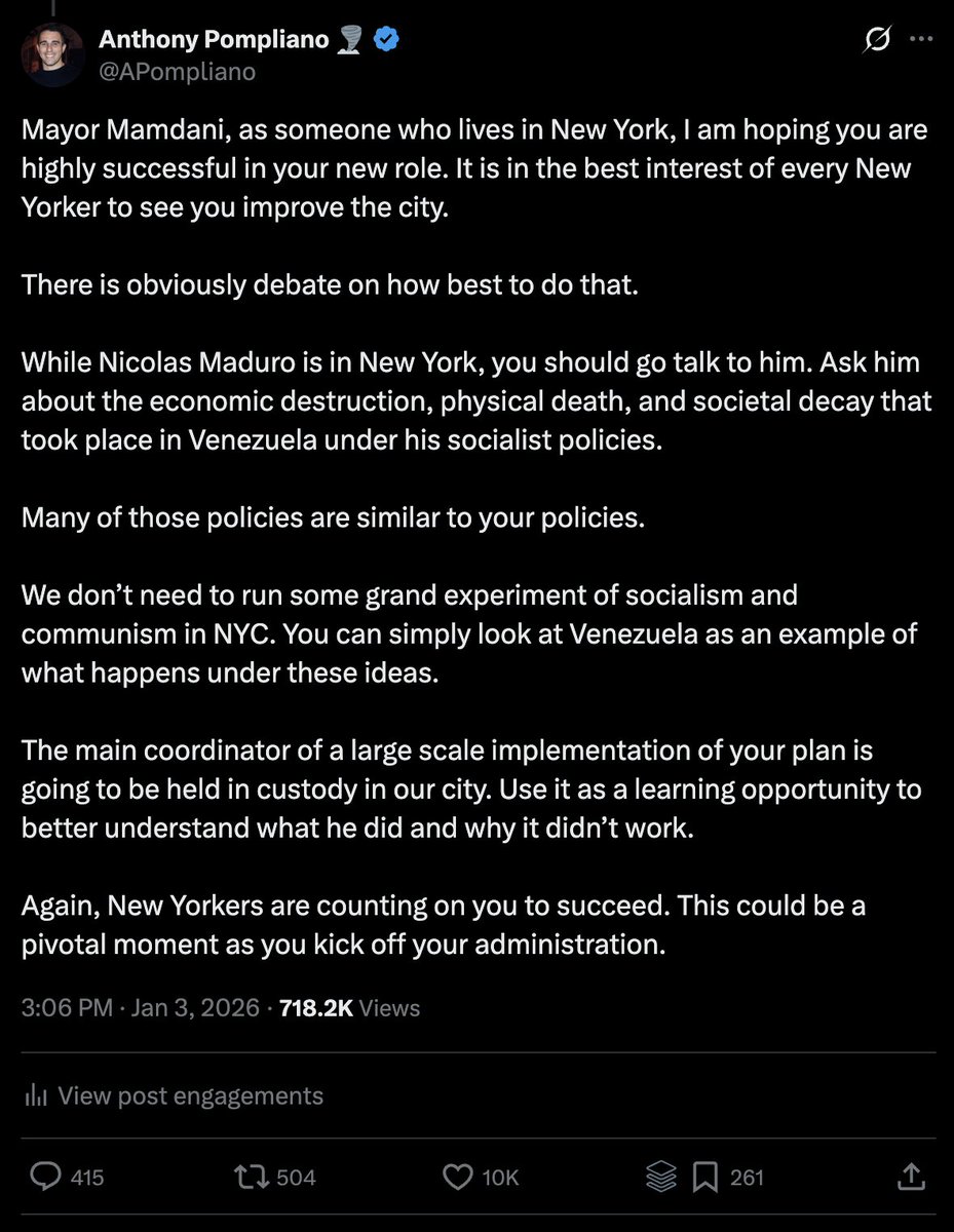 APompliano's tweet image. Hey @NYCMayor - I responded to your tweet yesterday with a few constructive suggestions as you enter office.

It looks like you hid the reply after it got substantial support.

Hopefully I am wrong about that, but multiple people have confirmed they can no longer see the reply.…