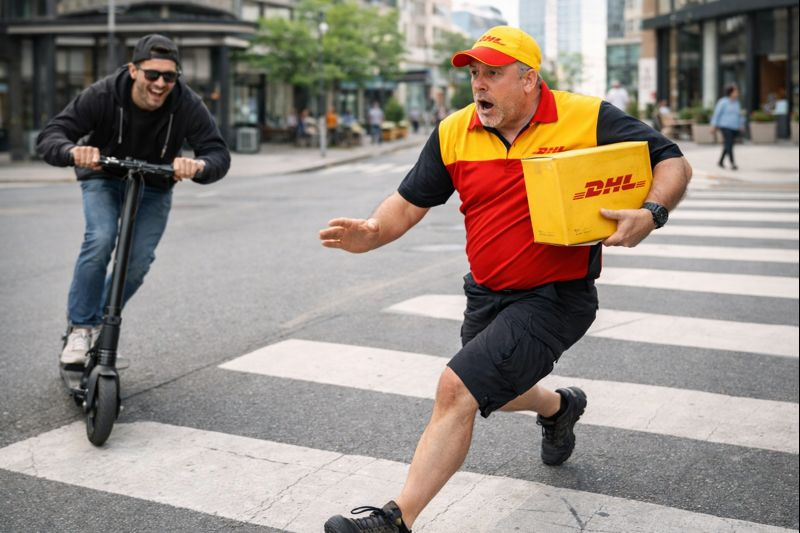 DHL_Norge's tweet photo. Godt nyttår til alle kunder over det ganske land! Vi synes det er fint å dele hva vi jobber for også utenfor logistikk og leveranser. Elsparkesykler har over lengre tid vært en plage. I 2026 jobber vi derfor for å innføre dødsstraff for alle sparkesyklister. Godt nyttår! https://t.co/9PdZJ67gkD