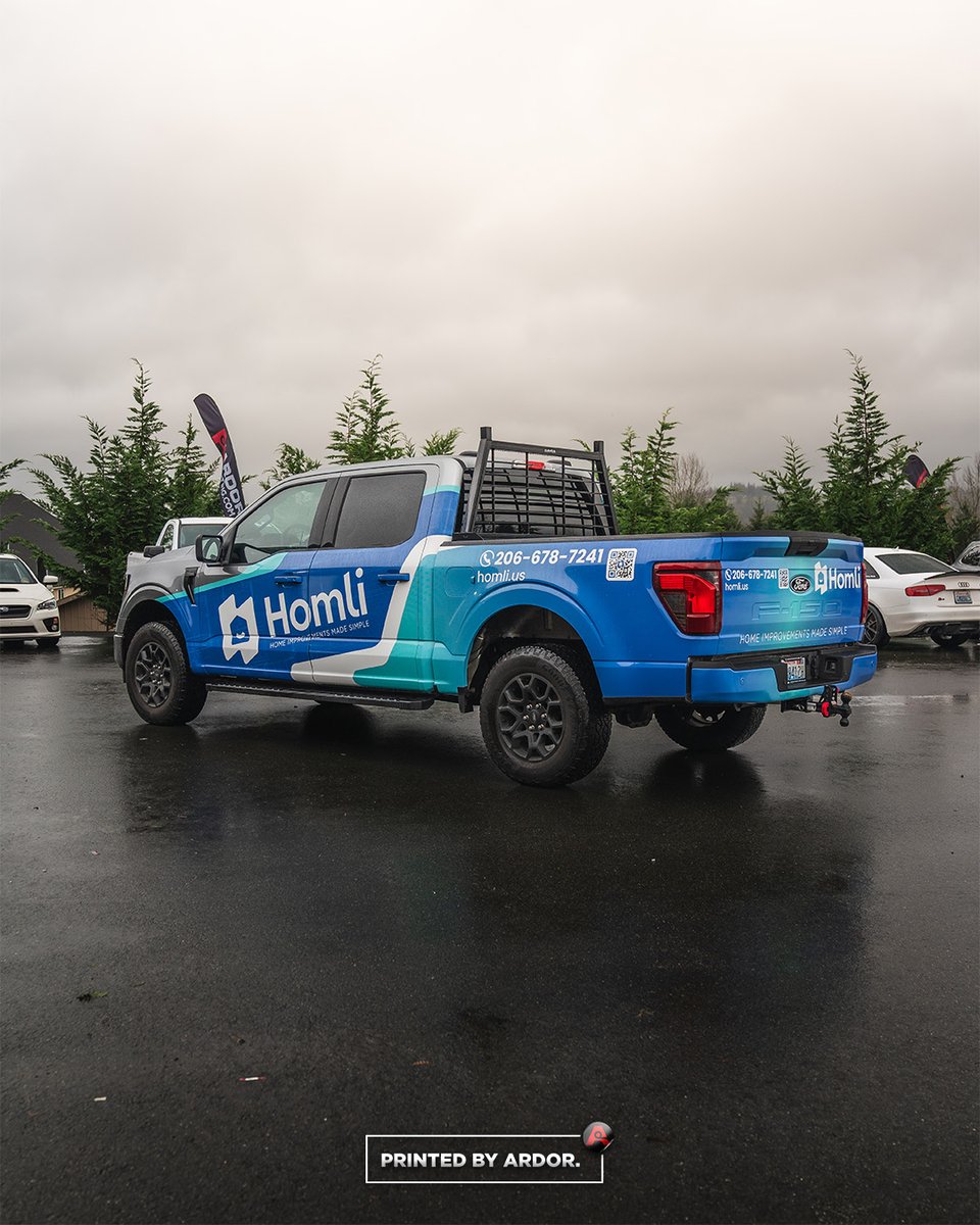 ARDORprinting's tweet image. Check out this custom partial wrap we installed on a Ford F-150 XLT!
-
We turned Homli’s fleet truck into a bold, on-brand mobile ad that grabs attention on the road and on every job site.
-
#partialwrap #truckwraps #customwraps #paintisdead #fyp