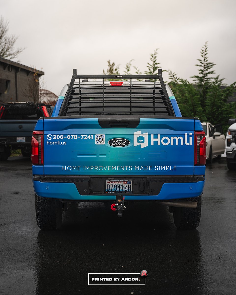 ARDORprinting's tweet image. Check out this custom partial wrap we installed on a Ford F-150 XLT!
-
We turned Homli’s fleet truck into a bold, on-brand mobile ad that grabs attention on the road and on every job site.
-
#partialwrap #truckwraps #customwraps #paintisdead #fyp
