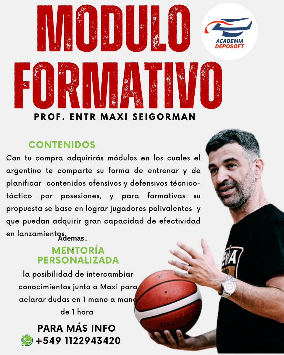 Arrancamos 2026 con la presencia de un nuevo servicio. La mentoría con Maxi Seigorman un gran entrenador argentino y su propuesta de elevar tus entrenamientos a partir de las posesiones
En deposoft.com.ar