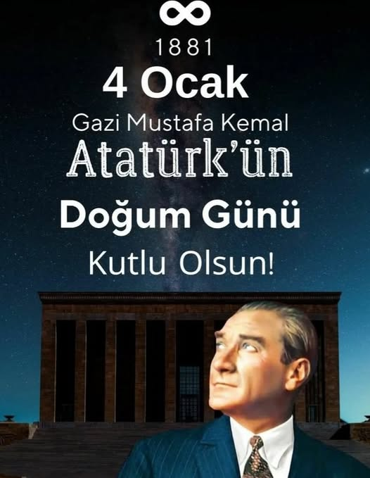 Bugün 4 Ocak 1881  Mustafa Kemal ATATÜRK dünya liderinin doğduğu gündür Ata'mızın bize emanet ettiği cumhuriyet ilelebet kalbimizde ve ruhumuz da yaşayacaktır Ruhun şad olsun paşam  🇹🇷