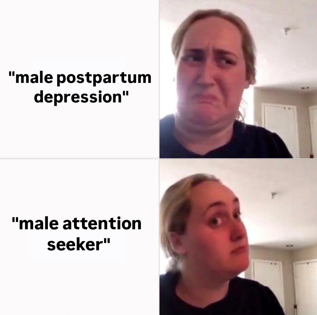 He's not depressed he's just upset because the attention isn't on him but on the baby