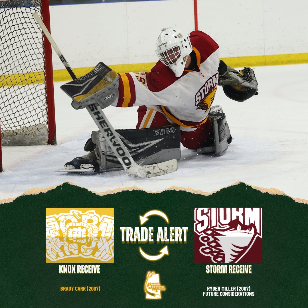🚨 TRADE 🚨

The Fort #Knox have acquired 2007 Goaltender Brady Carr from the Pilot Butte #Storm in exchange for 2007 Defenceman Ryder Miller and Future Considerations.

📸: @photography__by__brit [IG]

#PJHL | #Saskatchewan | #JuniorHockey