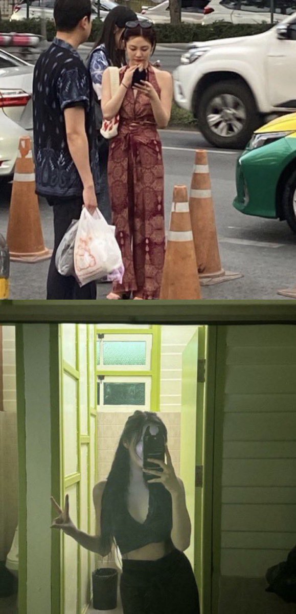 chaenglovesus's tweet image. so ningning bought a dress for giselle from bali and both of them wore it during their date night… reminds me of the time when ningning was in bangkok and bought giselle matching clothes so that they both could match