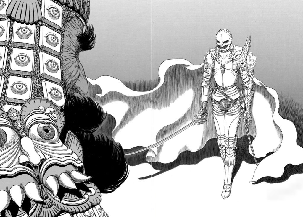 jaiytsu's tweet image. the concept of the Millennium arc is so metaphorical. Griffith is the writer of this arc, and I mean that literally. The mc of his own fairy tail.He manipulates the entire Midlands, and presents himself as the White Falcon. I love the biblical references to Griffith as the savior
