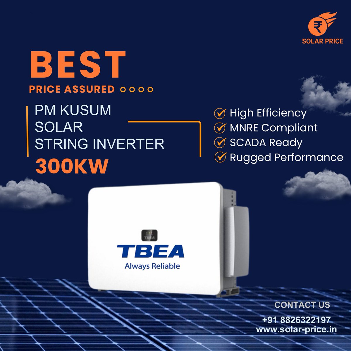SolarPriceIndia's tweet image. TBEA 300kW String Inverter – TS300KTL-HV-C1, built for high performance, harsh climates, and utility-scale reliability.
Proven on-ground, delivering power where it truly matters.
Supplied by SOLAR PRICE– Authorised Distributor of TBEA.
#TBEA #SolarPark #SolarPrice