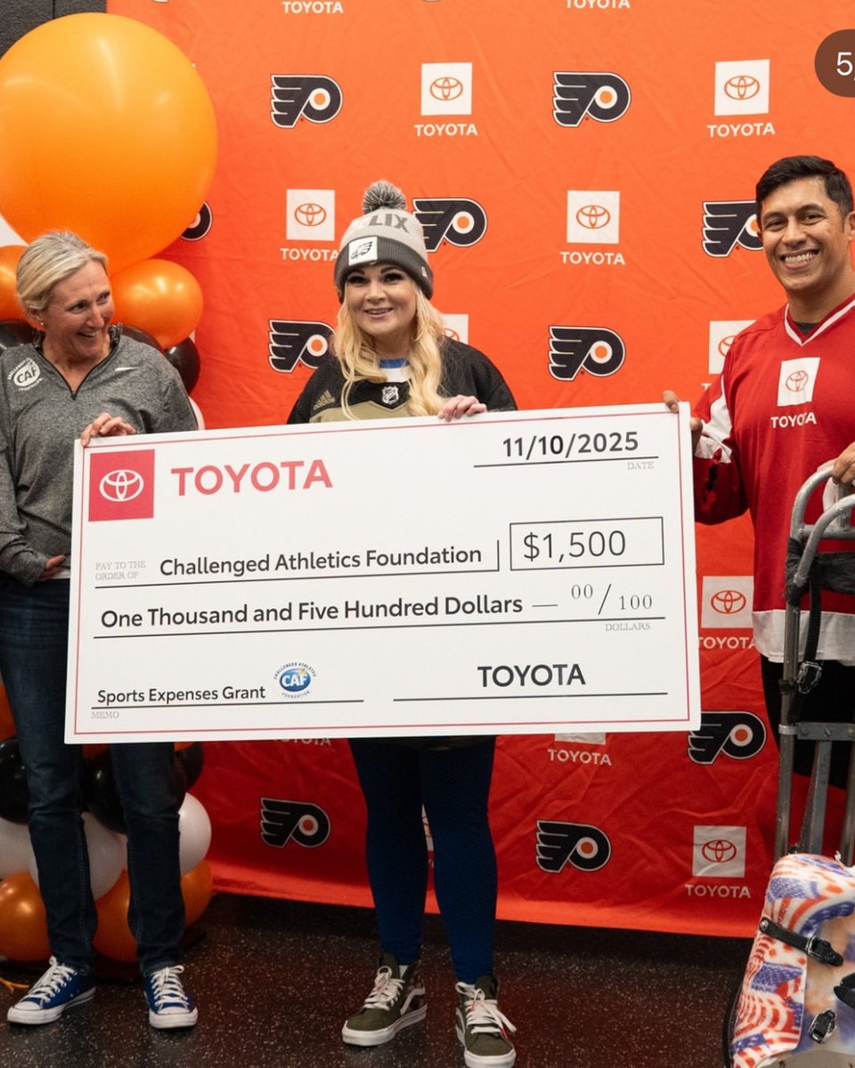 CAFoundation's tweet image. At the recent @PHLY_Flyers Sled Hockey clinic with CAF, @Toyota granted a new sled to Audry Moore as part of the Toyota Military Appreciation initiative.

"Sled hockey saved my life, and the ice is my happy place," she said. "Came here to encourage kids to play this sport and am…