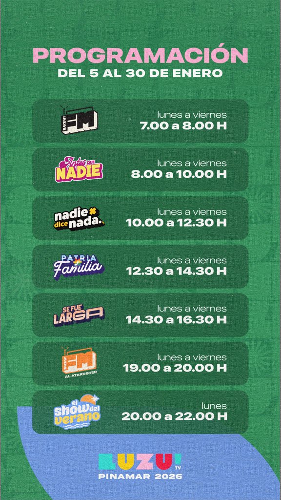 cmdeluzu's tweet image. mañana los espera toda esta programación del carajoooo