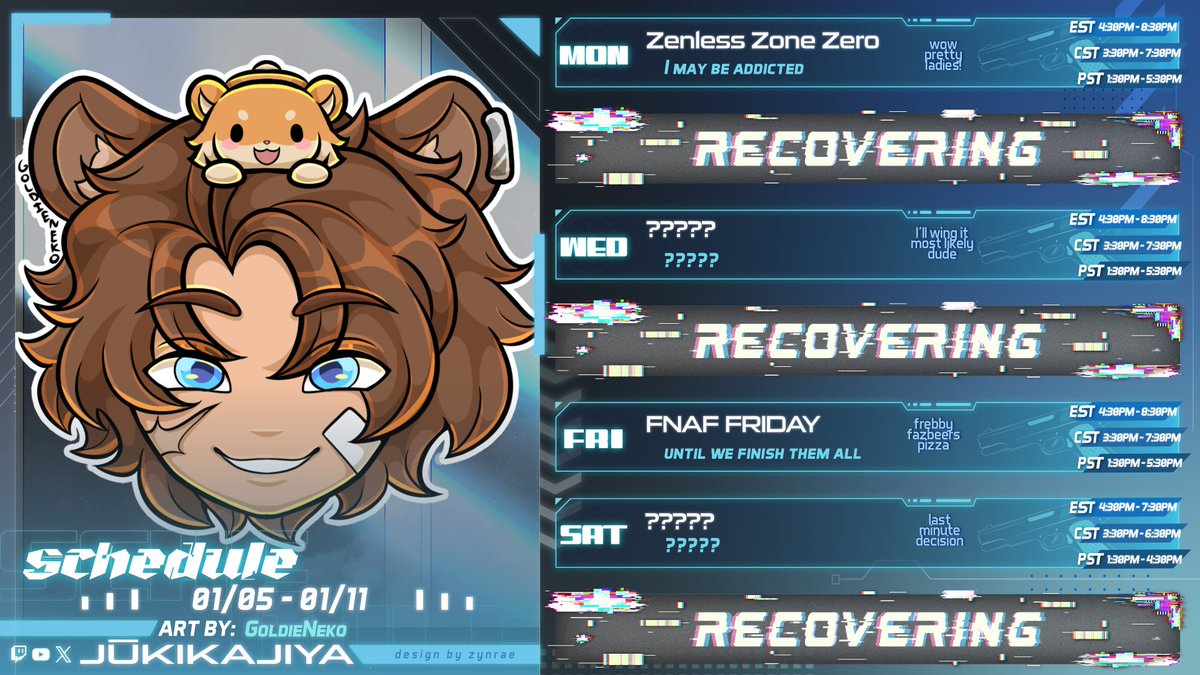 🐹HIYA POOKIES!🐹

🐹Thanks for spending New Years with me! It's been an amazing first year streaming! 

🐹 We've got a really fun week ahead of us and I'm really looking forward to streaming ZZZ for a while!

🐹Let's have a good week!

Panel🎨- @/zzzynrae
Showcase📷- GoldieNeko