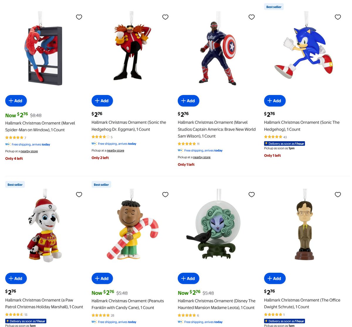 videogamedeals's tweet image. Hallmark Christmas Ornaments $1.50-$2.76 via Walmart (Walmart+ Eligible).  Selection depends on your location/region. ow.ly/3QhE50XRwMP