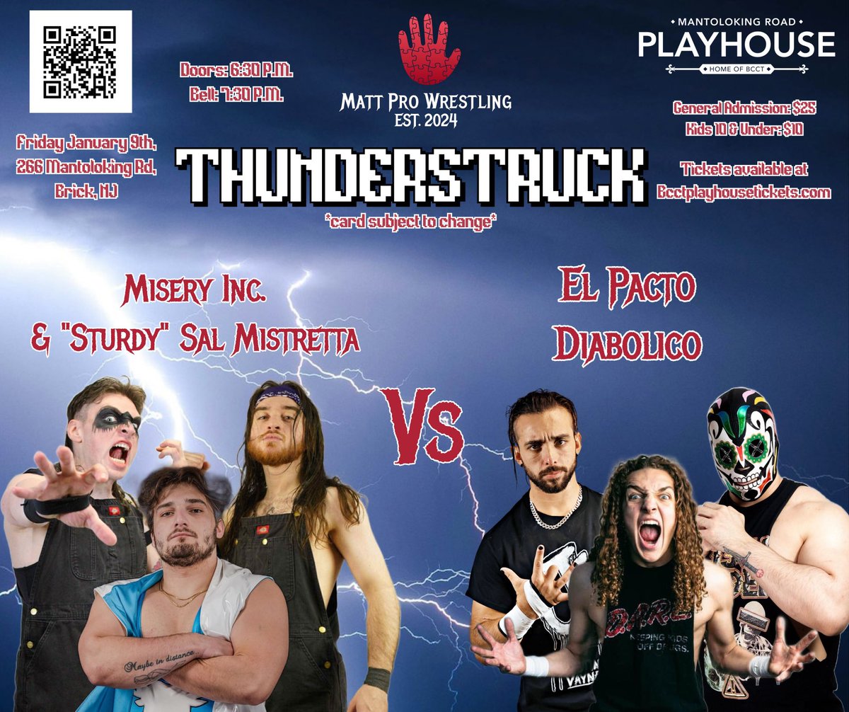 ThisIsMattPro's tweet image. 🚨 1/9 BANGER ALERT 🚨 

In a match full of unfinished business, the Matt Pro chapter of El Pacto Diabolico (@FlyinRyanONeill , Justin Vaune, and new @WrestlingMagic Junior Heavyweight Champion @ElijahEden_ ) take on @sturdysal46 and Misery Inc (@TroyLockePro &amp;amp; @signed8x10 )