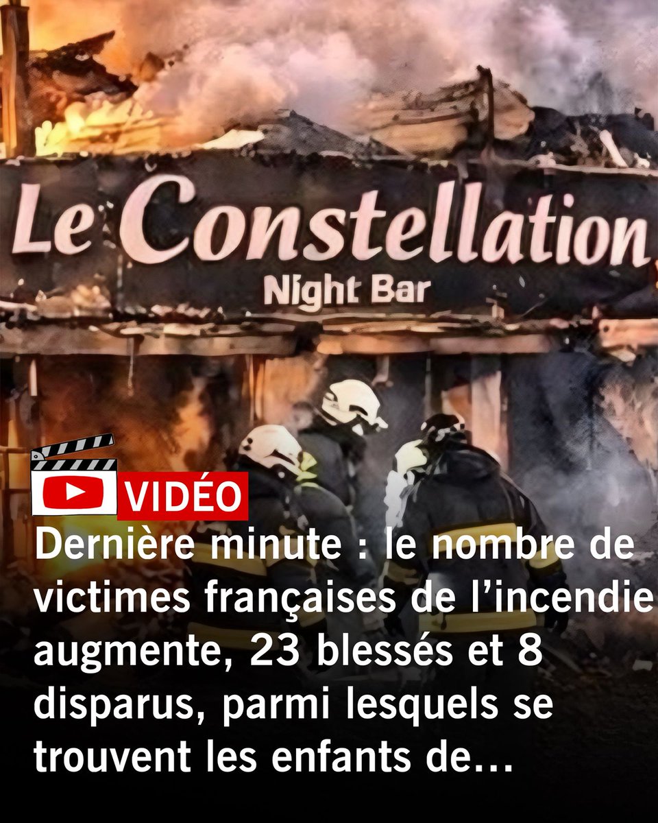 info07fr's tweet image. 🚨Dernière minute : le nombre de victimes françaises explose, 23 blessés et 8 disparus, dont les enfants de😭💔…Voir plus 👉actualites.me/crans-montana-…