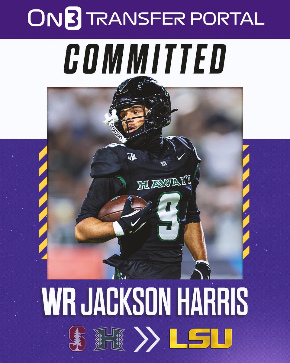 NEW: Hawaii transfer WR Jackson Harris has committed to LSU, <a href="/Hayesfawcett3/">Hayes Fawcett</a> reports🐯

on3.com/news/former-ha…