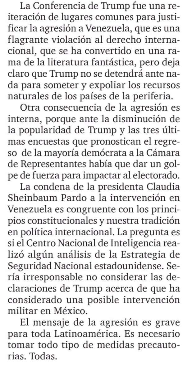 Javier Santiago <a href="/jsc_santiago/">Javier Santiago Castillo</a> escribe una segunda parte de su análisis sobre Estados Unidos y Venezuela.

Vale la pena leerlo y atisbar las implicaciones del Plan de Seguridad estadounidense con México.

En <a href="/LaCronicaDeHoy/">La Crónica de Hoy</a>

x.com/i/status/20078…