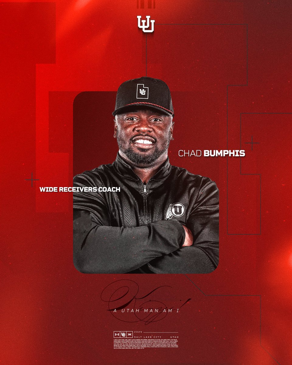 Utah_Football's tweet image. Welcome 𝑩𝑨𝑪𝑲 to 𝐔𝐭𝐚𝐡‼️

@_CoachBump has been named our new 𝐖𝐢𝐝𝐞 𝐑𝐞𝐜𝐞𝐢𝐯𝐞𝐫𝐬 𝐂𝐨𝐚𝐜𝐡 🙌

📰 utahutes.com/news/2026/1/4/…

#GoUtes