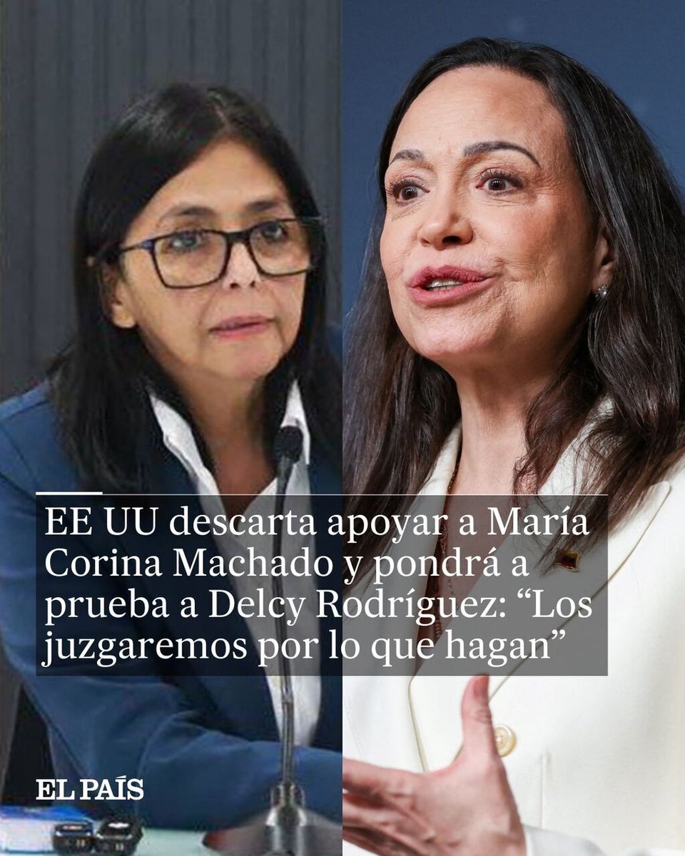 elpais_america's tweet image. ⭕🇺🇸 EE UU descarta apoyar a María Corina Machado y pondrá a prueba a Delcy Rodríguez: “Los juzgaremos por lo que hagan”

EE UU descarta aupar al poder a la líder opositora venezolana María Corina Machado, como había avanzado Donald Trump

🔗 tinyurl.com/4cftm3fw