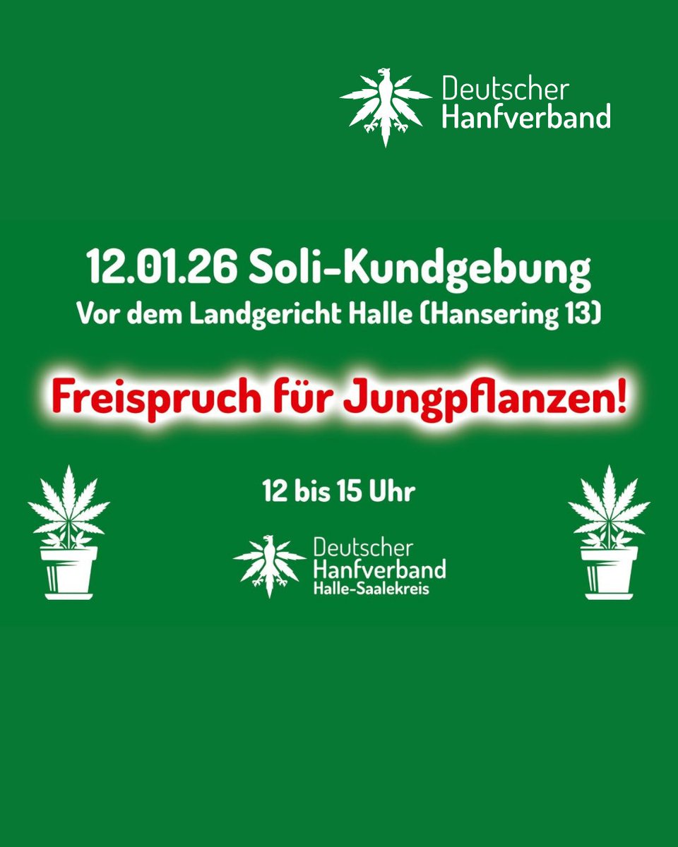 Soli-Kundgebung: Wir wollen endlich Rechtsklarheit für Stecklinge, mit der Entscheidung vor dem LG Halle.

📅 12.01.26, 12-15 Uhr 📍 Landgericht Halle, Hansering 13