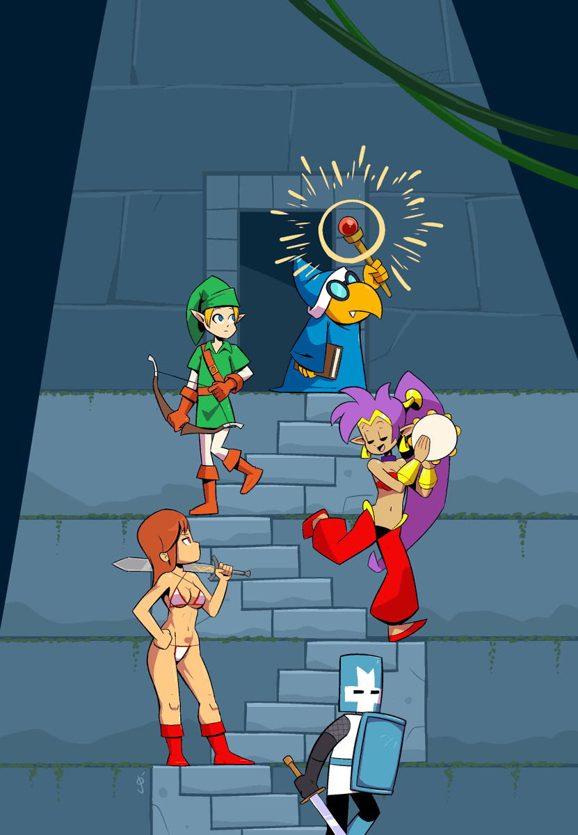 Nerfnow's tweet photo. I saw a bard on Goblin Slayer and though Shantae would probably be a bard (or dancer?) in a RPG and decided to make a full party based on that silly idea. https://t.co/ELnTcQ6nmZ