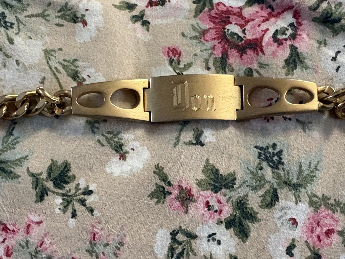 bitingchild's tweet image. My papa always gives us his old clothes and jewelry and I found this bracelet. She loved that goofy old dude so much 🥺
