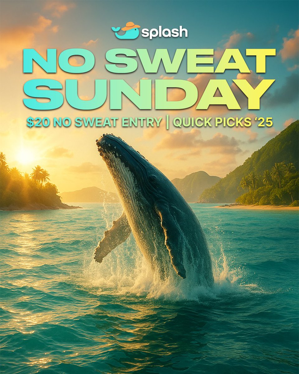 splashsports's tweet photo. 🌊 NO SWEAT SUNDAY 🌊
$20 protected entry for NFL today 🏈
Play risk-free on all Sunday action ⚡
POWER HOURS:
3-4 PM ET: NFL (50%)
7-8 PM ET: NFL Primetime (50%)
📲 Claim your No Sweat on QuickPicks → https://t.co/jDfU1FBKFS
#NoSweatSunday #NFL #PowerHours #SplashSports #QuickPicks