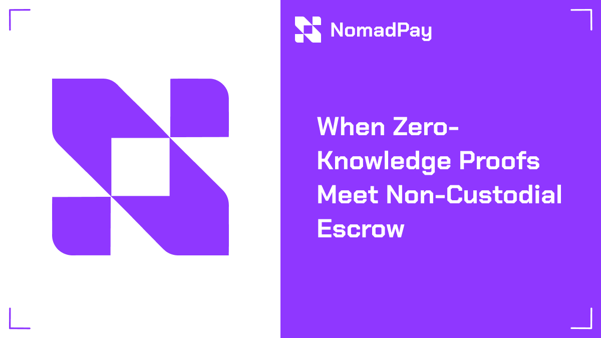 NomadPayFi's tweet photo. When Zero-Knowledge Proofs Meet Non-Custodial Escrow  
Privacy isn’t a feature, it’s the foundation of true sovereign spending.

At NomadPay, we’re merging zero-knowledge proofs with smart contract escrow to build an encrypted, trustless spending layer for Web3.

So what happens when these two combine?

1. Zero-Knowledge Proofs: The Privacy Engine  
ZK proofs let you prove compliance (age, residency, funds availability) without ever revealing your identity, documents, or wallet address.  
Quantum-resistant, no trusted setup, fully selective disclosure.

2. Non-Custodial Escrow: The Control Layer  
Your funds are locked in a smart contract you control, we never touch your private keys.  
Only upon successful ZK verification are funds released for instant card issuance.

3. Combined Power  
When ZK proofs and escrow work together:  
• Spending is encrypted end-to-end  
• Verification happens without leaking personal data or transaction history  
• Cards are issued in <60 seconds with zero custody risk  
• Every purchase becomes mathematically private and censorship-resistant  

In short:  
ZK proofs protect your identity.  
Escrow protects your funds.  

This is how NomadPay is building the next era of private spending, instant virtual cards, global acceptance, and unbreakable sovereignty.

No KYC up to $500. Your keys, your funds, your privacy.

Privacy is no longer optional.  
It’s the new default.