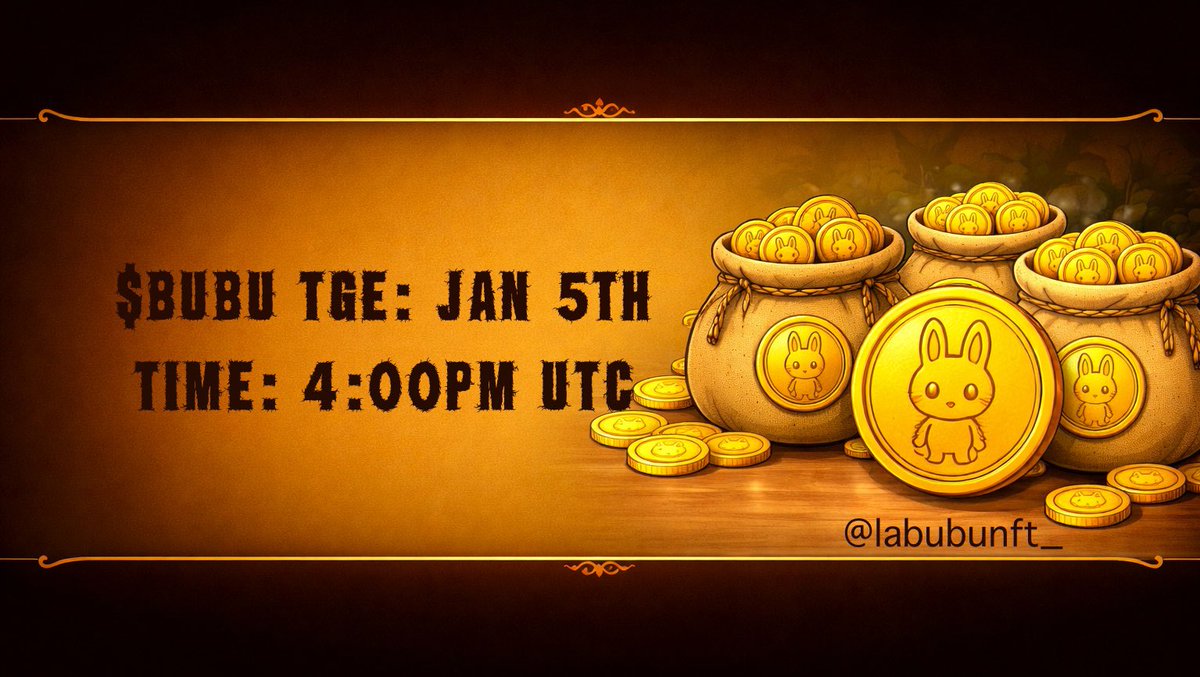 1 Day remaining for $BUBU TGE! 💥

January 5th
4:00pm UTC

Note: All presale buyers will receive their $BUBU prior to launch.

Presale will close 2 hours before the TGE. moonpay.hel.io/pay/69419e9131…

Drop wallets for free airdrop 👇