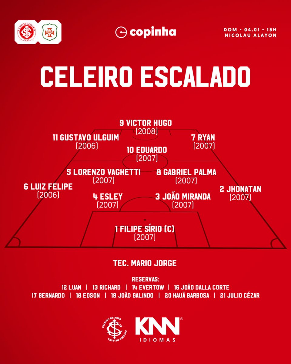 Celeiro_Ases's tweet image. Time definido! 📝

O professor Mario Jorge definiu os 11 iniciais para a estreia na Copa São Paulo. 🇦🇹

A partida terá transmissão na X Sports. 📺