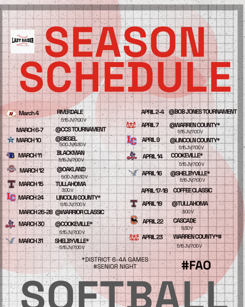 CCLadyRaiders's tweet photo. Softball season is fast approaching, we are just 2 months away from first pitch! https://t.co/qNQQytr92G