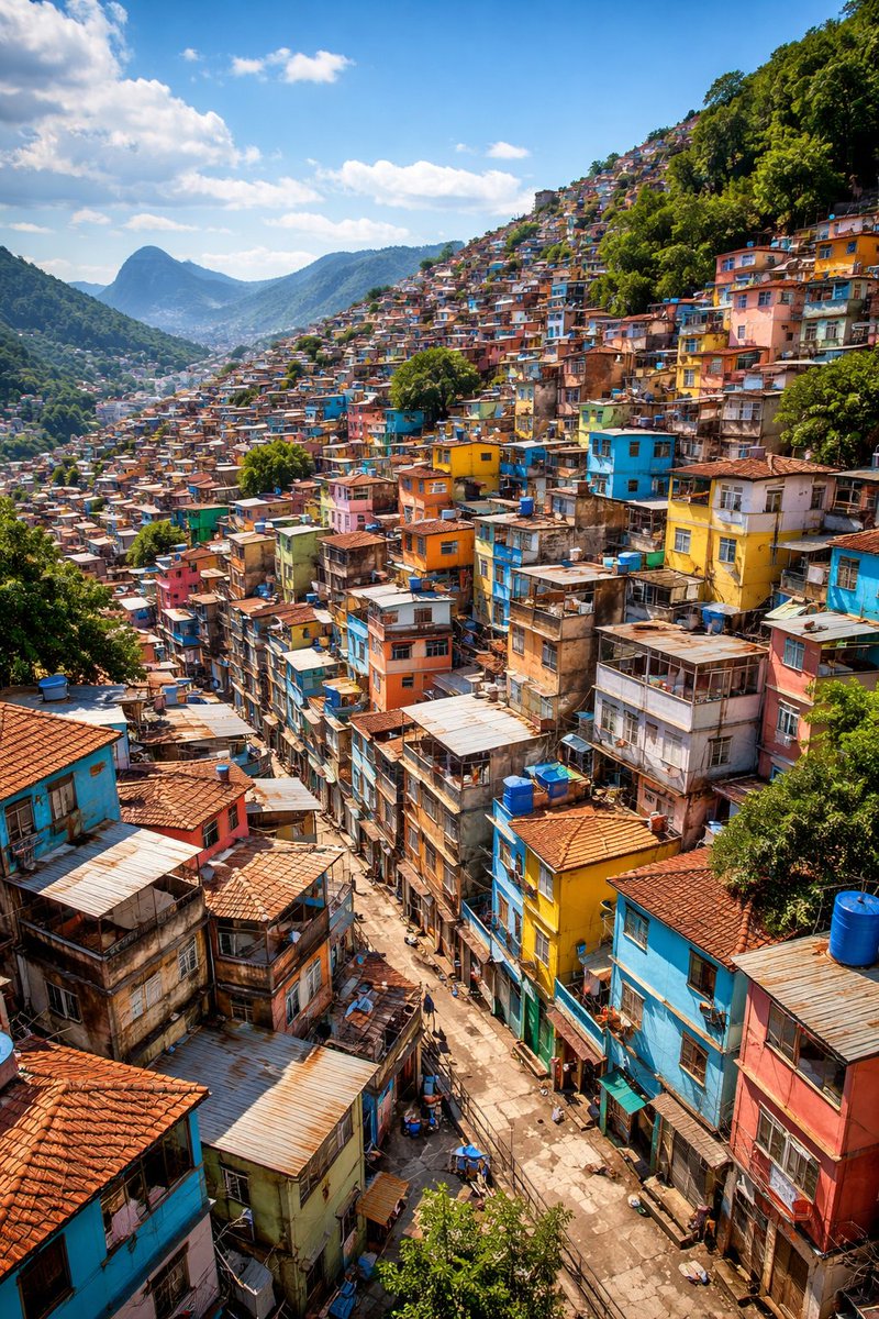 UncleMikeyUX's tweet photo. @RobotCleopatra Brazil favela. I love how ChatGPT captured this so well. I lived in Brazil for years and walked many streets like this. https://t.co/vpzHrQa57w