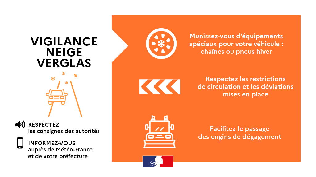 Image de Préfet de la Manche - 🟠 VIGILANCE ORANGE – NEIGE / VERGLAS
Météo-France maintient le département de la #Manche en vigila
