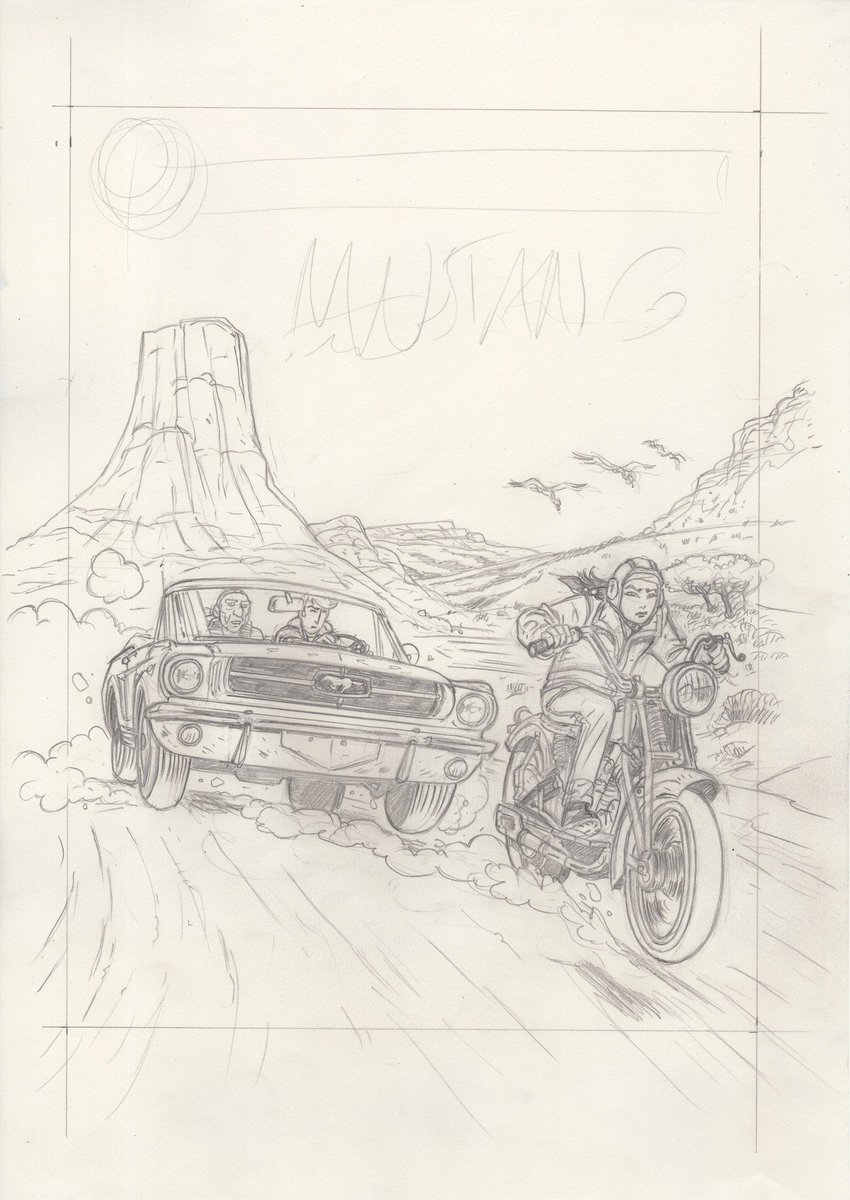 stripland_BENL's tweet photo. En dit zou de covertekening van het album in kwestie worden. In deel 6 van #BrianBones speelt een rode #Mustang de hoofdrol. Wanneer dit op de planning zal verschijnen bij #SilvesterStrips is nog onbekend. #GeorgesVanLinthout #Rodolphe https://t.co/L4Gh4f06dq
