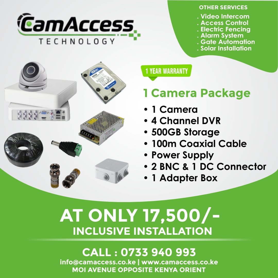 CamAccessKE's tweet photo. All cameras are inclusive of Installation and 1 year warranty.

☆ View Remotely on your phone.
☆ 1 Year Warranty. 
☆ Flexible Payment Plan
☆ Hikvision Authorized Dealers
☆ Hikvision Certified Installers

Office Location: Mombasa, Moi Ave, Opp Kenya Orient Insurance. https://t.co/m0pSAdElvr