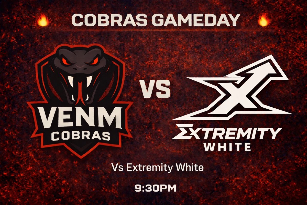Game Day for the Cobras.

Vs <a href="/ExtremityGG/">Extremity</a> 
ECL Division 6
9.30pm start time

🔴 Vader
⚫️ Chipitos
🔴 EC
⚫️ <a href="/Beawnss/">Beawns</a> 

#StrikeWithVENM #CallofDuty #esports