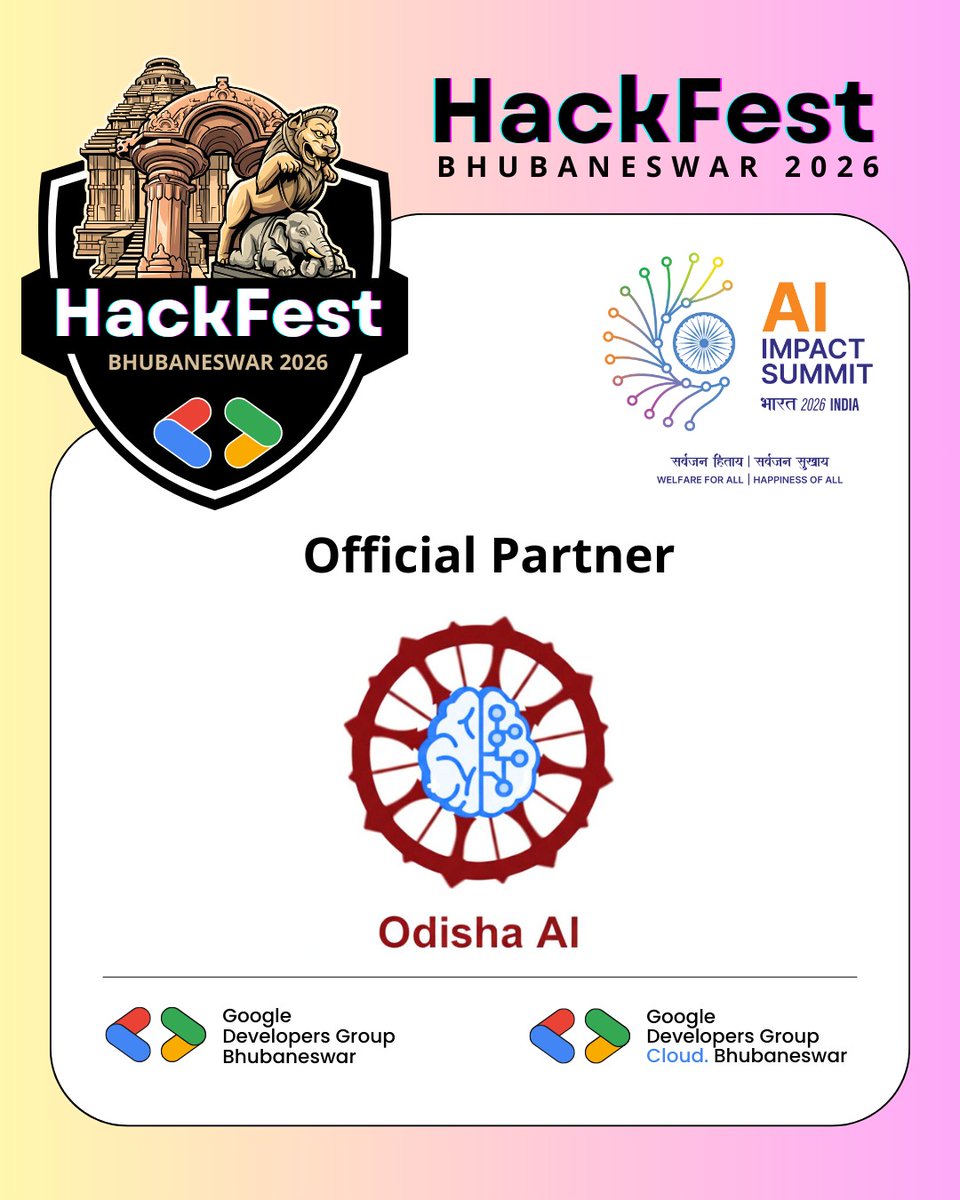 Partnership Announcement | HackFest Bhubaneswar 2026!

We’re proud to welcome Odisha AI as the Official Partner for HackFest Bhubaneswar 2026.

#HackFestBhubaneswar2026 #hackathon #HackFest2026 #GDGBhubaneswar #DeveloperCommunity