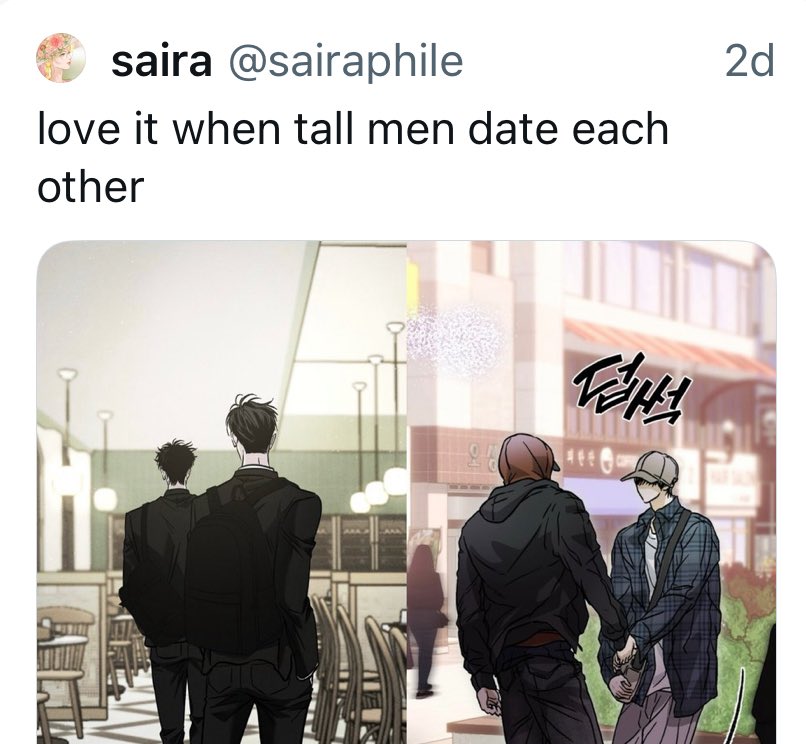 sairaphile's tweet photo. for some claims that i copied others captions. my captions are based on what i saw on the panels, in this case i saw those couples are tall men so of course i mentioned it as it was so clear as you guys can see. it was basically the same as “love when hot people date each other” https://t.co/db5angeOQ6