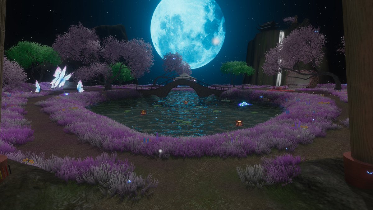 ExtremeLightArt's tweet photo. 🌸 Eternal Bloom v1.3 🌸

A cozy VRChat world focused on atmosphere and relaxation.
Compatible with: PC/Quest

✨ New grass shaders  
🔧 Small visual improvements

#VRChat #VRChat_world #VRChat_world紹介 #VRChatCreator #VRChatWorlds #unity3d https://t.co/focwzAYHcM