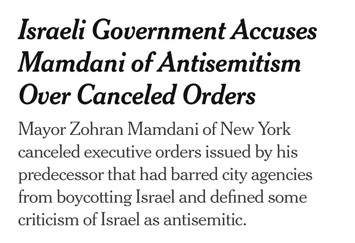 ZakWitus's tweet photo. Calling Zohran Mamdani antisemitic for undoing a speech-policing executive order is cynical and dangerous.

This is the weaponization of antisemitism plain and simple. 

The pariah Netanyahu government is desperate for a distraction from its own failures &amp; crimes https://t.co/X0hQkBtNdb